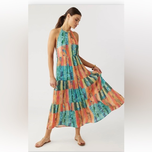 🔆O’NEILL🔆 JENNIFER MAXI DRESS vacation adjustable floral Hawaiian Maxi - Picture 9 of 14